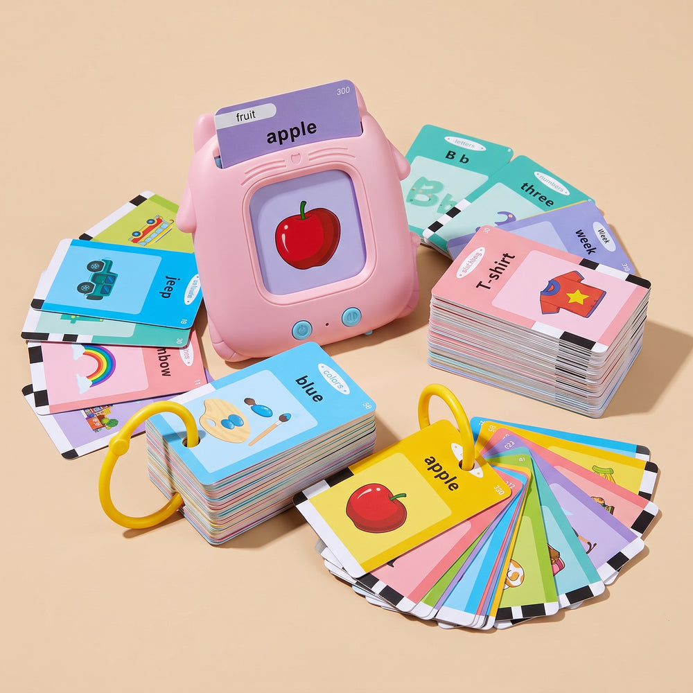 Interactive talking flash cards for toddlers with vocabulary words and learning categories
